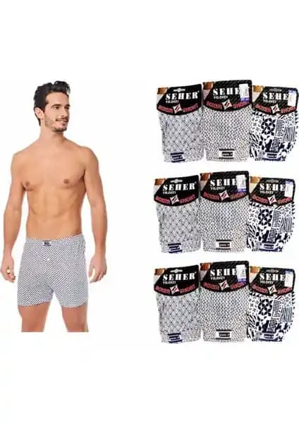 Seher Yıldızı Erkek Pamuk Penye Boxerler 12'li Paket Yüksek Kalite ve Konfor Sağlar