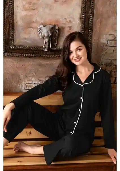 Sude Homewear Bayan Siyah Beyaz Biyeli Gömlek Pijama Takımı İnceleme ve Özellikleri