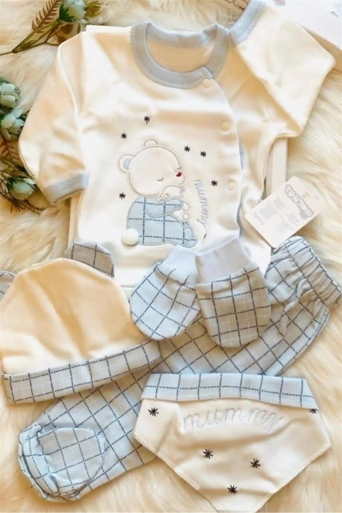 Tonton Mavi Erkek Bebek 5'li Hastane Çıkışı Seti Konfor ve Şıklık Sunar