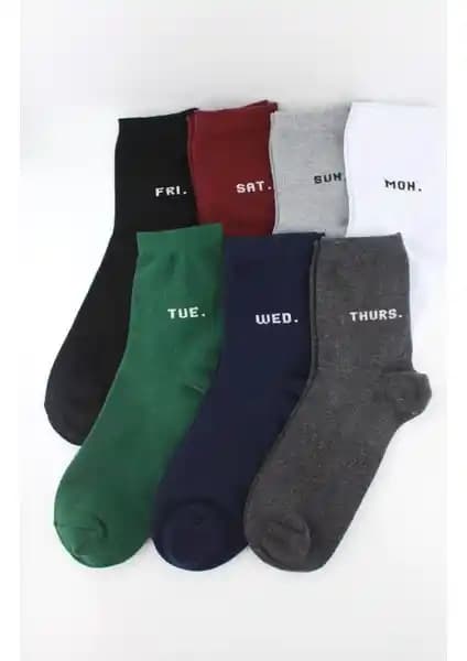 Trick or Treat Erkek Renkli Gün İsimleri Yazılı Çoraplar 7'li Paket Şık ve Rahat Tasarım