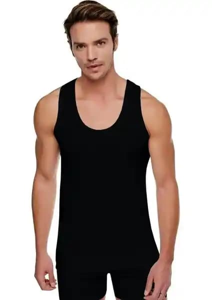 Tutku Erkek Siyah 6'lı Pamuk Penye Atlet Seti Günlük ve Spor Kullanımı İçin Uygun