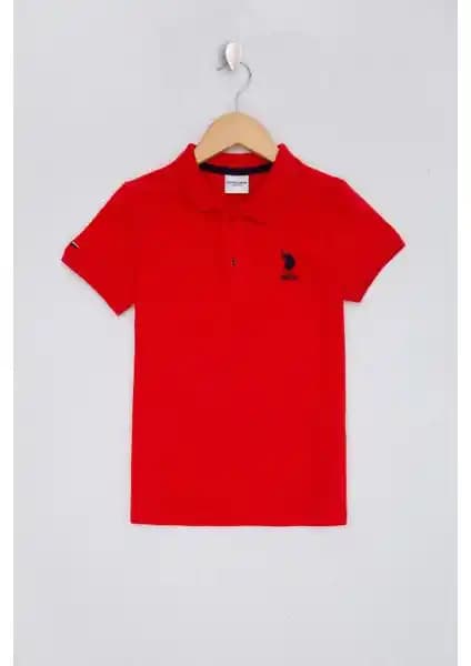 U.S. Polo Assn. Erkek Çocuk Açık Kırmızı Basic T-Shirt Günlük ve Spor Kullanımına Uygun