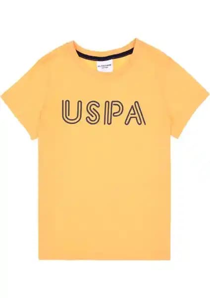 U.S. Polo Assn. Erkek Çocuk Kavun Renkli Pamuklu Bisiklet Yaka Tişörtü