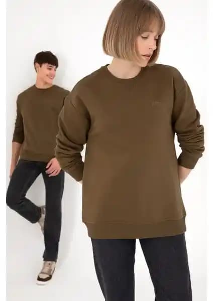 U.S. Polo Assn. Erkek Haki Renkli Polar Şardonlu Günlük ve Spor Kullanımına Uygun Sweatshirt