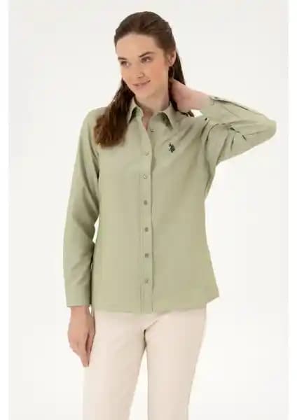 U.S. Polo Assn. Kadın Açık Haki Gömlek Modern ve Şık Günlük Kullanım İçin