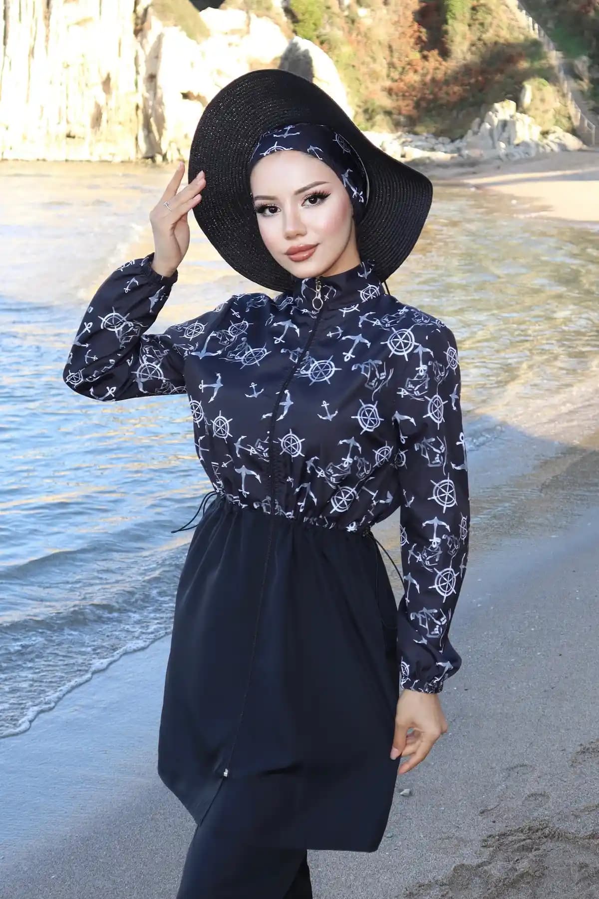 Yeni ATS Çapa Desenli Beli Ayarlanabilir Lastikli Tesettür Mayo Özellikleri ve Kullanım Alanları
