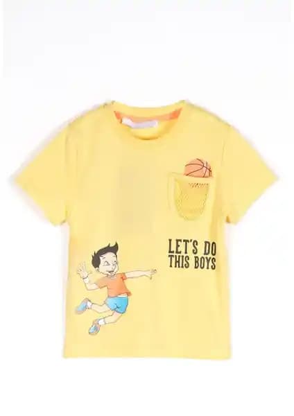 Zepkids Erkek Çocuk Lets Do This Baskı Fileli Cepli T-shirt Şık ve Rahat Günlük Giyim Seçeneği