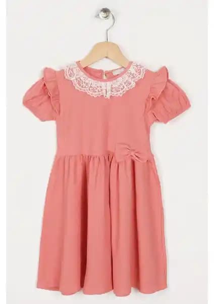 Zepkids Gül Kurusu Renkli Dantelli Fiyonk Detaylı Çocuk Elbisesi 75-90 Karakter