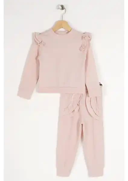 Zepkids Kız Çocuk Omuzları Fırfırlı Fitilli İkili Takım: Şıklık ve Konfor Sunan Modern Tasarım