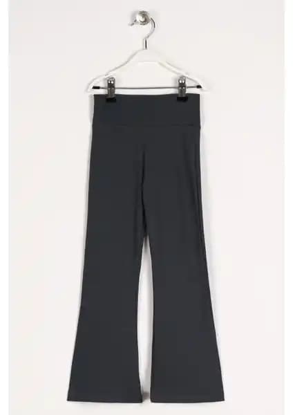 Zepkids Yüksek Bel Fitilli Antrasit Renk Kız Çocuk Taytı Günlük ve Özel Gün Kullanımı İçin