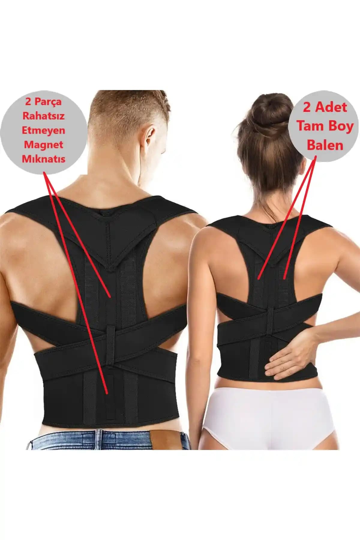 ZEYZEN Çift Balenli Manyetik Dik Duruş Korsesi: Bel ve Omuz Destekli Rahat Kullanım