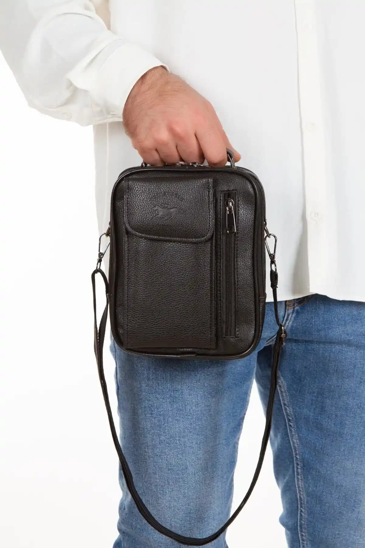 Adelina Erkek Siyah Deri Çanta Günlük ve Şık Kullanım İçin Uygun Model