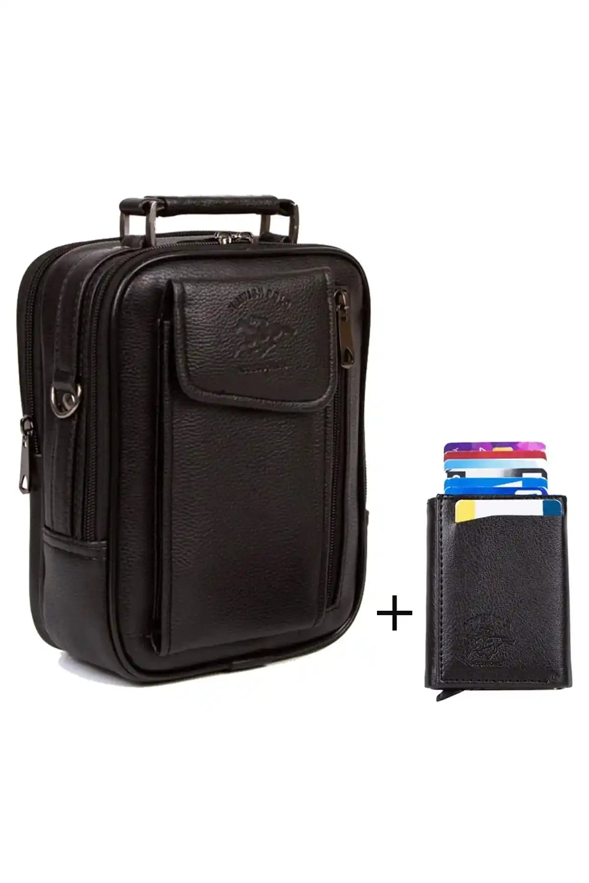 Adelina Erkek Siyah Deri Çanta ve Kartlık Seti: Şıklık ve Fonksiyonellik Bir Arada
