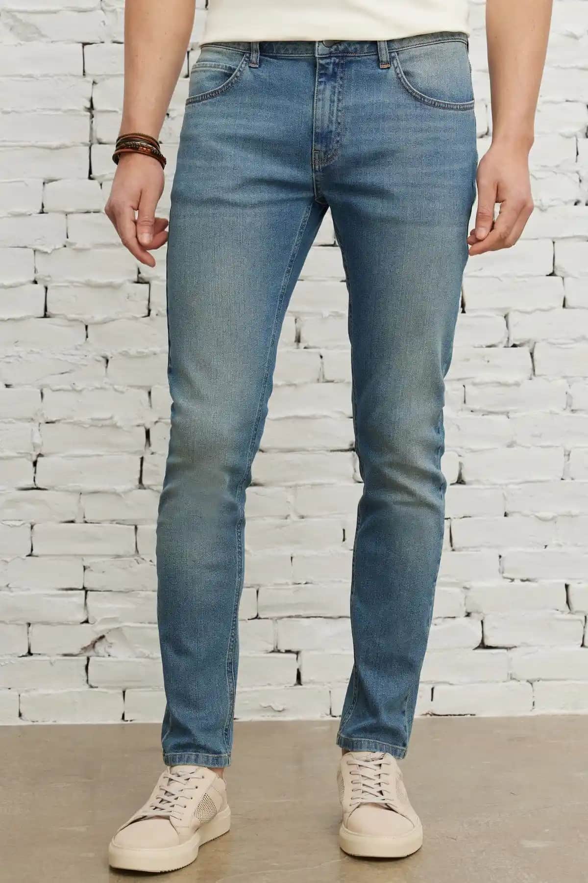 Altınyılz Classics Erkek Petrol Mavisi Slim Fit Kot Pantolon Yüksek Kalite ve Şıklık