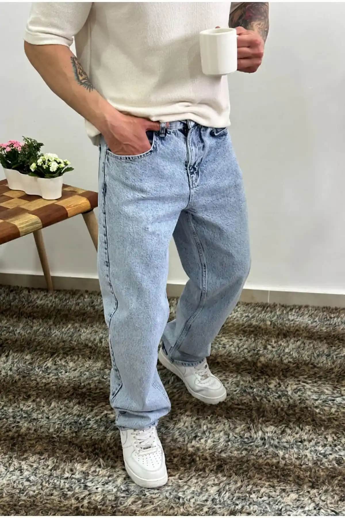 Corfixman Baggy Buz Mavisi Pantolon: Modern ve Sürdürülebilir Unisex Giyim Seçeneği