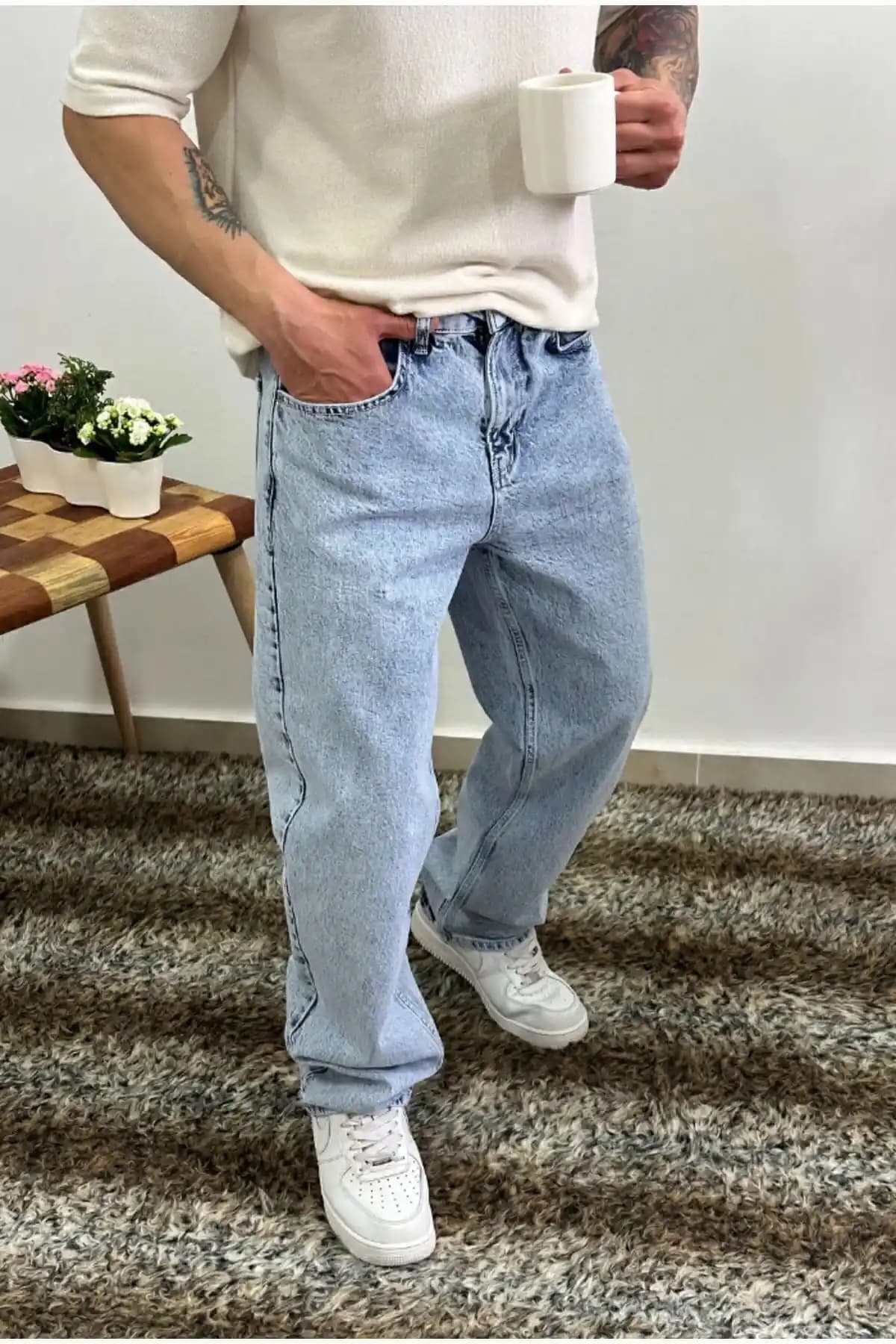Corfixman Baggy Buz Mavisi Pantolon: Modern ve Sürdürülebilir Unisex Giyim Seçeneği