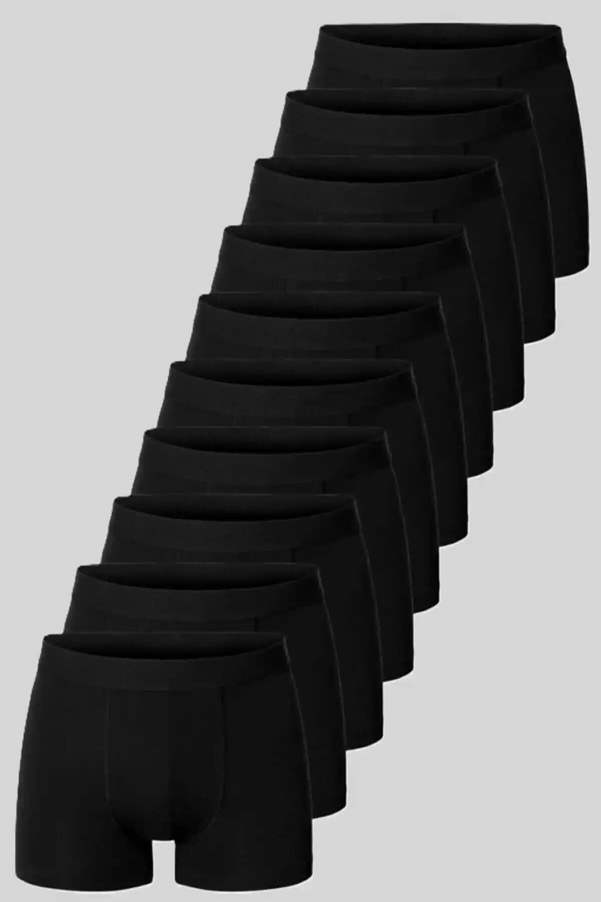 Enmodaiçgiyim Siyah Lycra Erkek Boxer Seti 10 Adet Konfor ve Şıklık Bir Arada