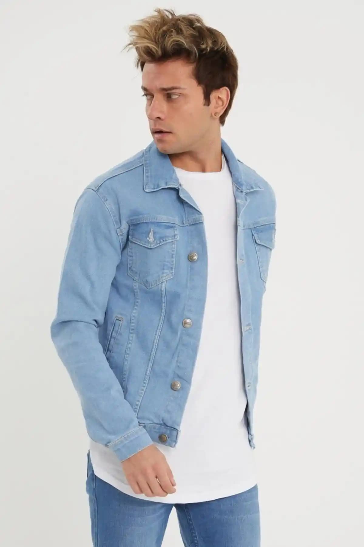 Genel Markalar Erkek Mavi Slim Fit Kot Ceket: Modern ve Şık Tasarım ile Günlük Kullanım