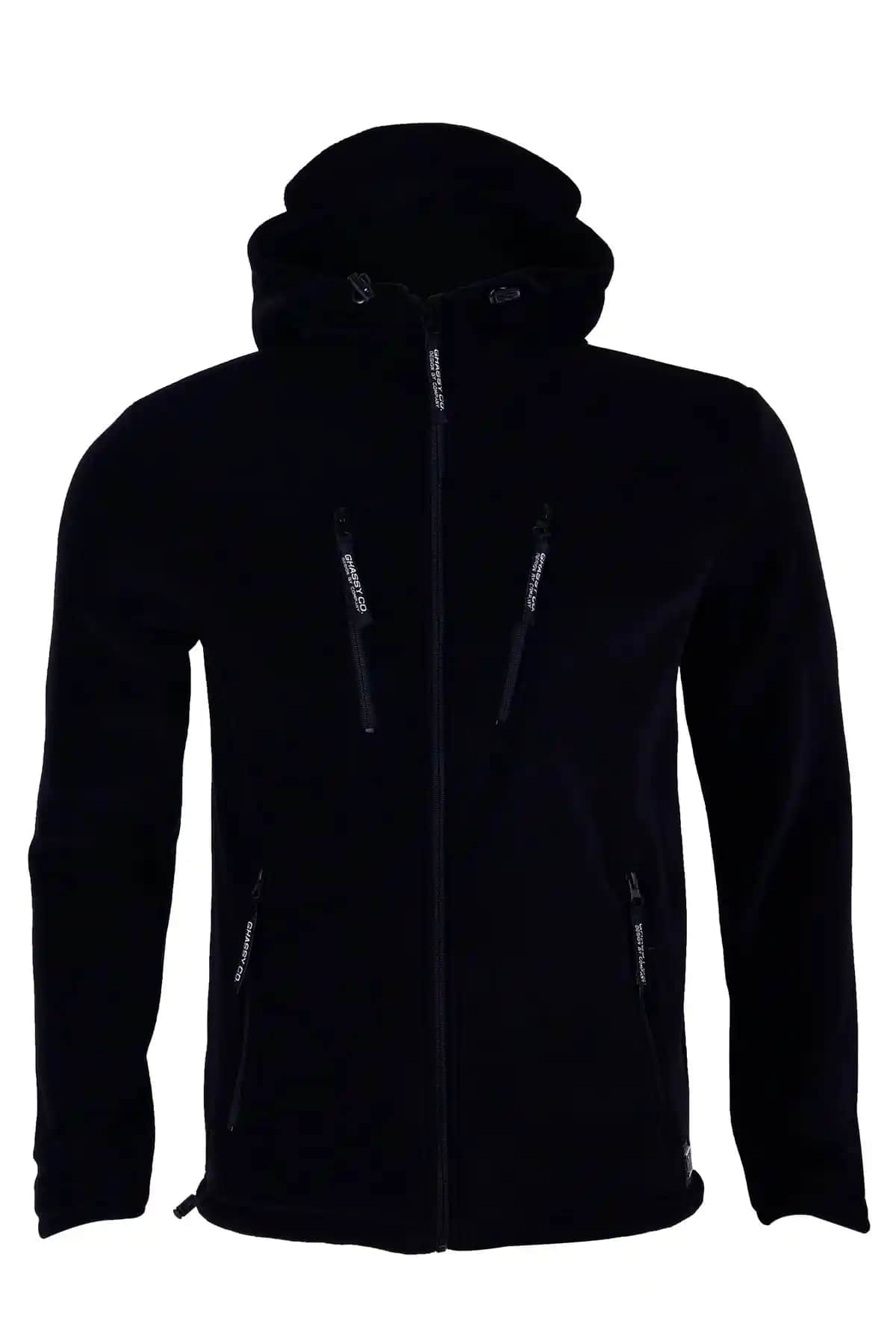Ghassy Co Erkek Siyah Taktik Kürk Kapüşonlu Kışlık Ceket Yüksek Performans ve Şıklık