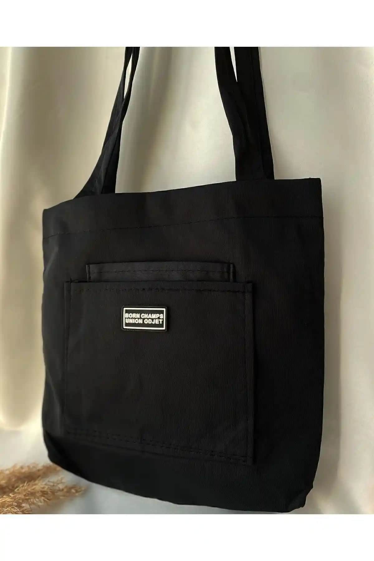 Kadın Siyah Yumuşak Kumaş Omuz ve Kol Askılı Çanta - Günlük Kullanım için Pratik ve Şık Tasarım