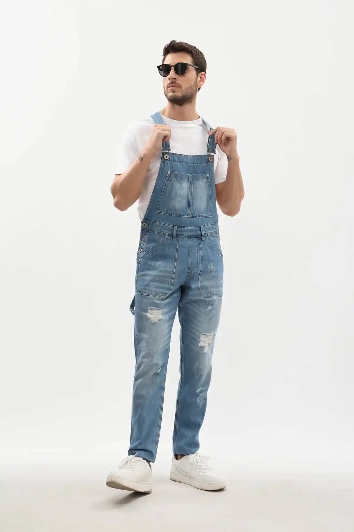 MARKAPIA Erkek Buz Mavi Jean Tulum Pantolon Modern Tasarım ve Konfor Sunar