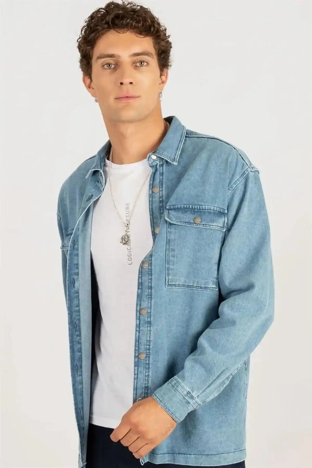 Tudors Unisex Oversize Denim Gömlek: Şık ve Rahat Günlük Kullanım Parçası