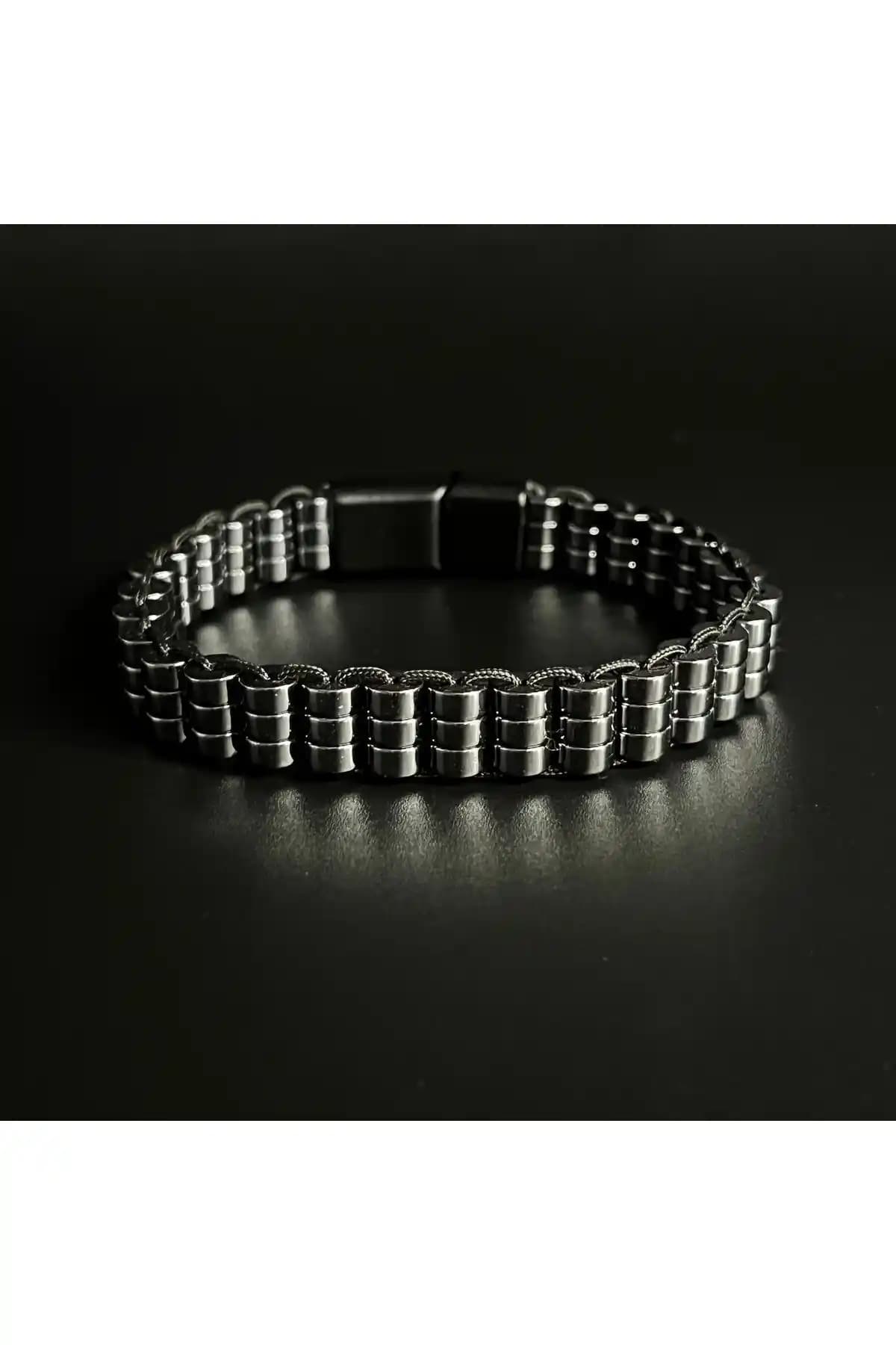 Yılz Doğal Taş Sertifikalı Hematit Bileklik Erkekler İçin Şık ve Enerji Dengeleyici Aksesuar
