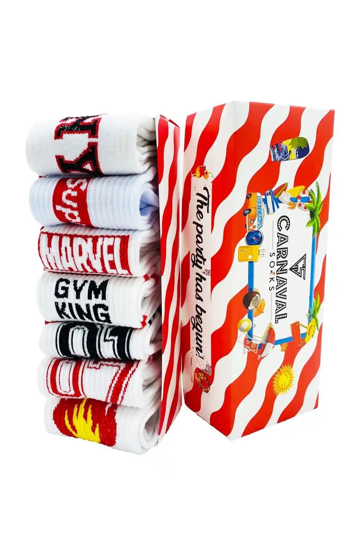 Carnaval Socks 7'li Spor ve Günlük Kullanım Modern Renkli Çorap Seti