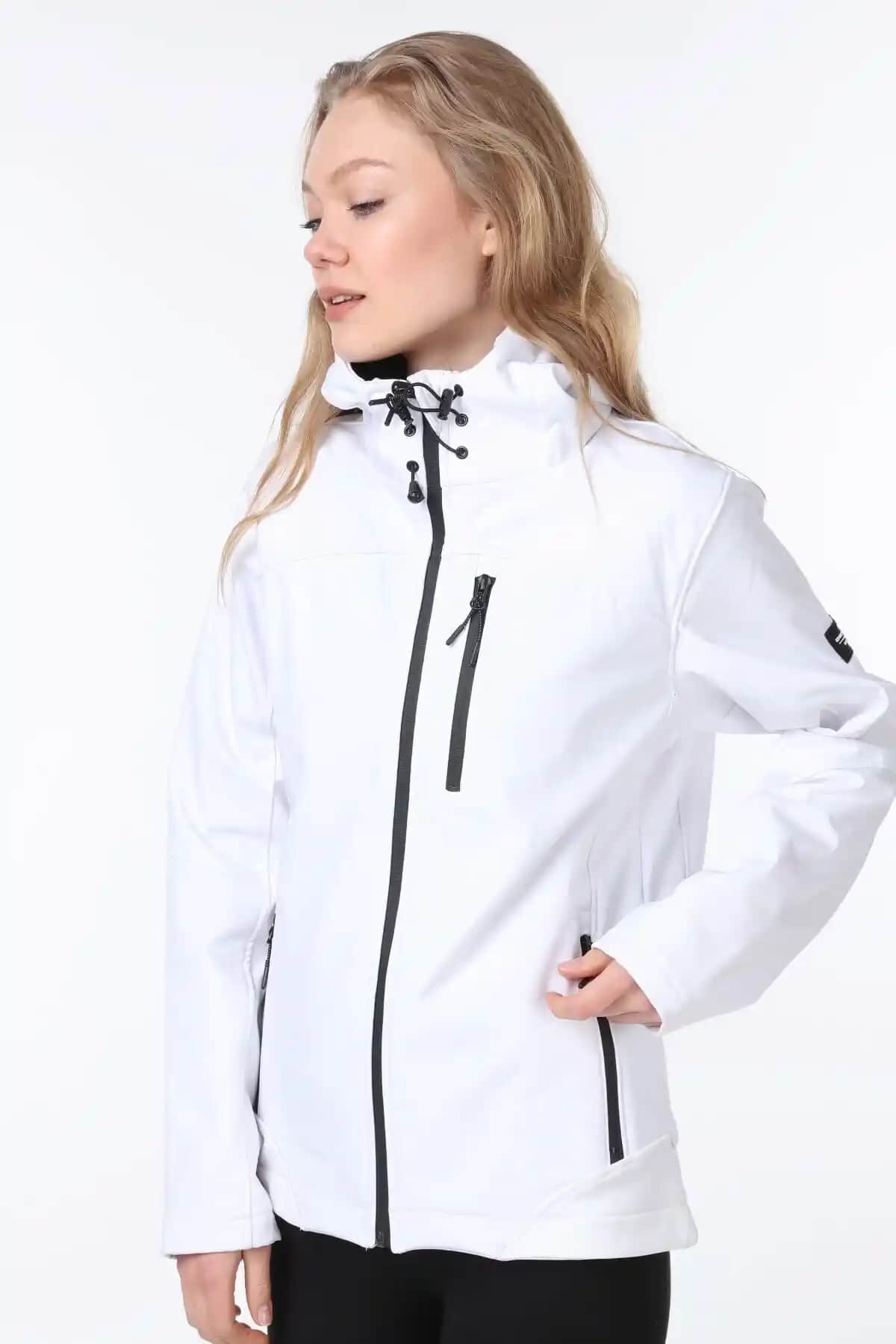 Ghassy Co Kadın Beyaz Su Geçirmez Softshell Spor Montu Günlük ve Outdoor Kullanım İçin Uygun