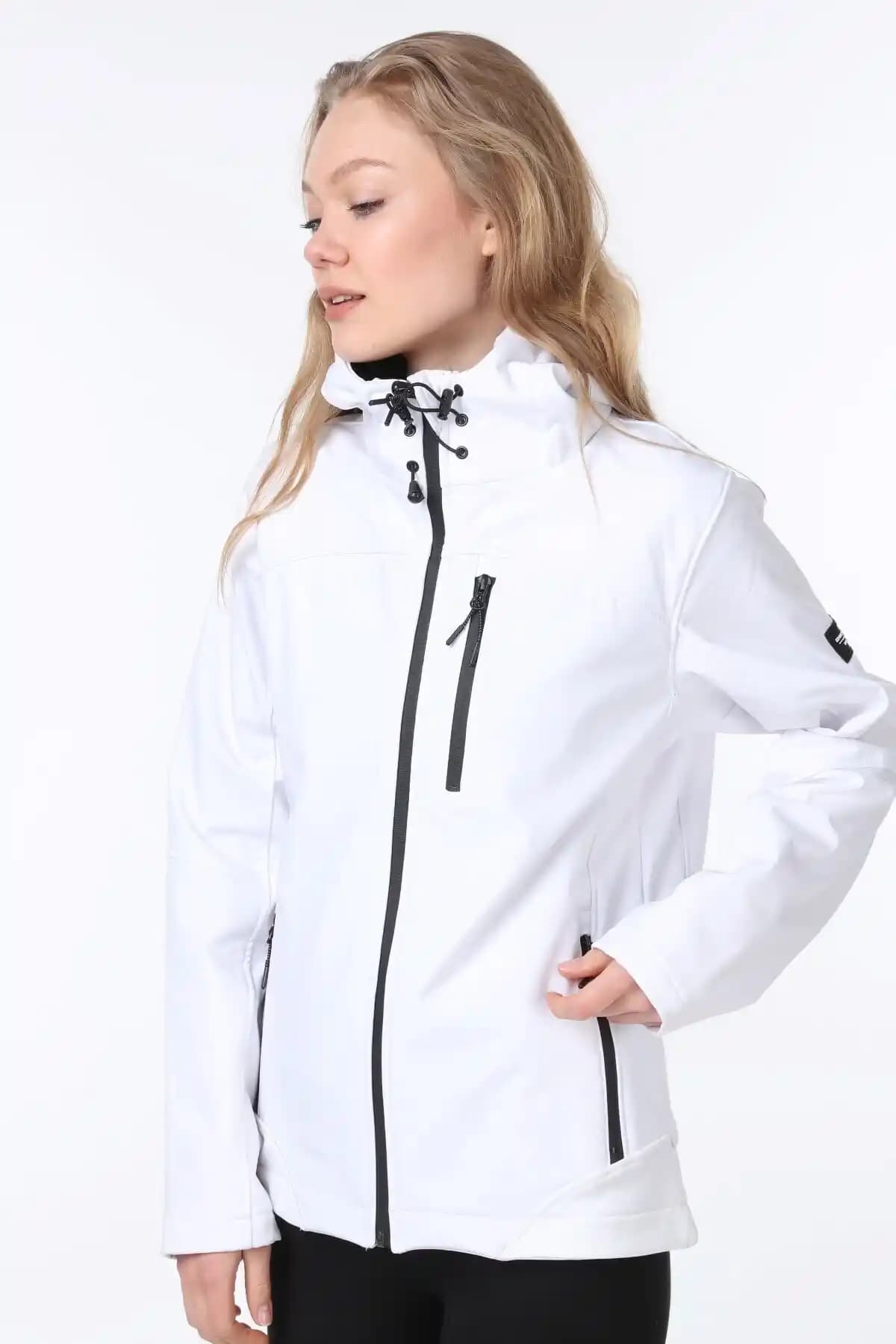 Ghassy Co Kadın Beyaz Su Geçirmez Softshell Spor Montu Günlük ve Outdoor Kullanım İçin Uygun