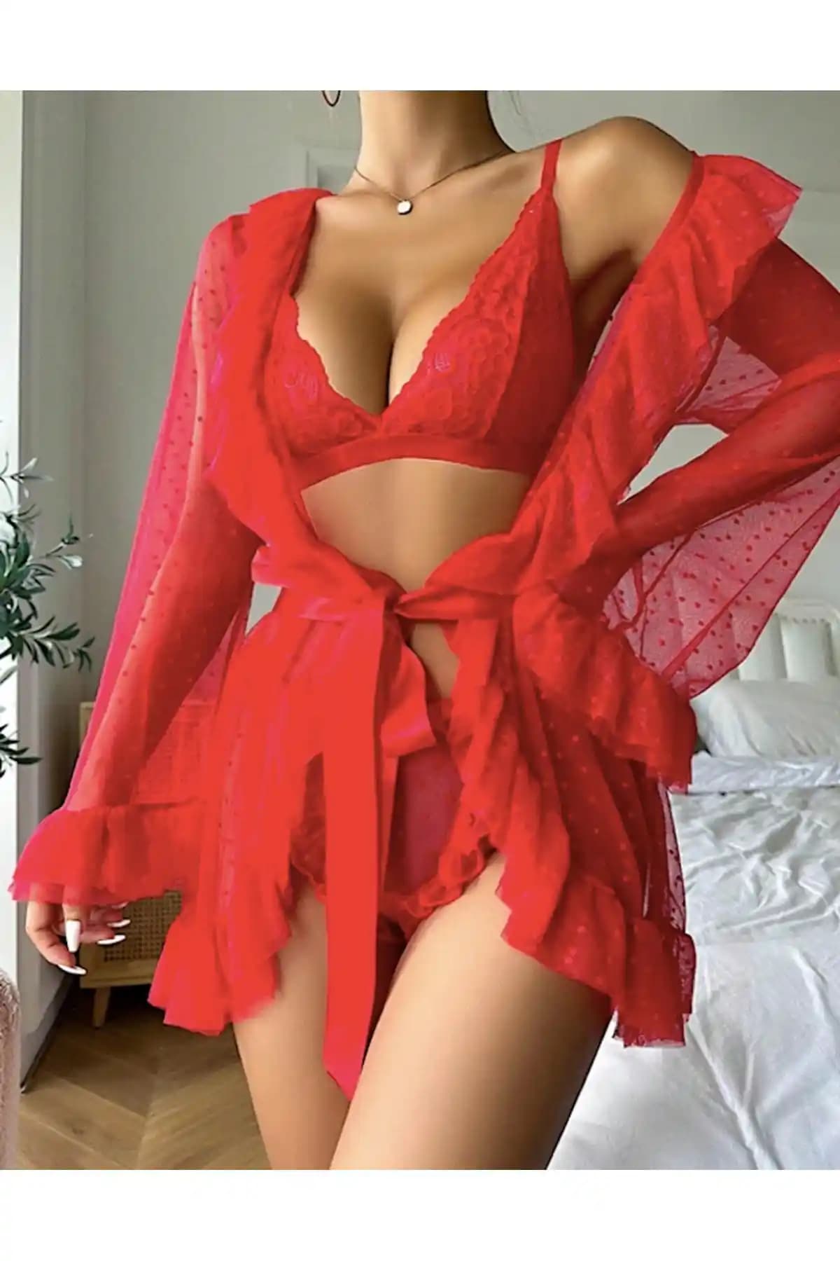 My Cherie Puantiye Fırfırlı Tüllü Dantel Kimono Külot Sütyen Takımının Özellikleri ve Kullanım Alanları