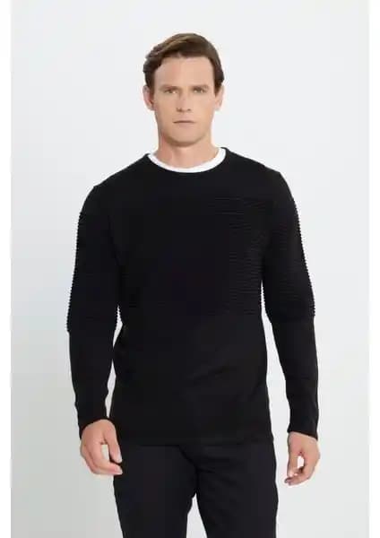 Altınyıldız Classics Erkek Siyah Anti-pilling Özellikli Standart Fit Triko Kazak