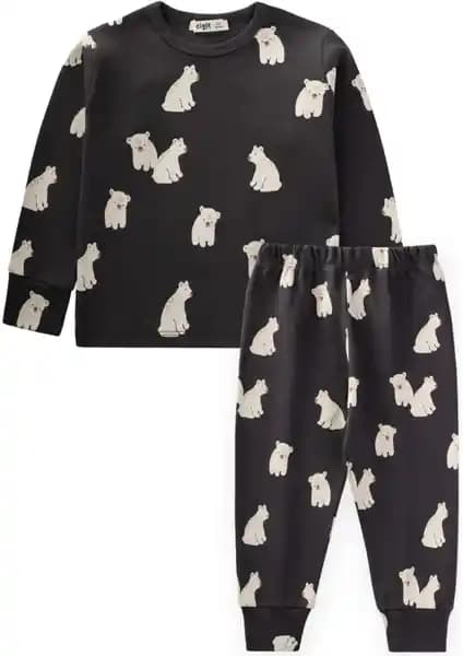 Cigit Baskılı Pijama Takımı 1-5 Yaş Antrasit: Rahat ve Şık Çocuk Uyku Kıyafeti