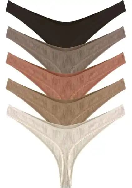 Cottonhill Kadın Pamuklu ve Esnek Fitilli Kaşkorse Tanga Külot 5'li Paket-2 Özellikleri ve İncelemesi