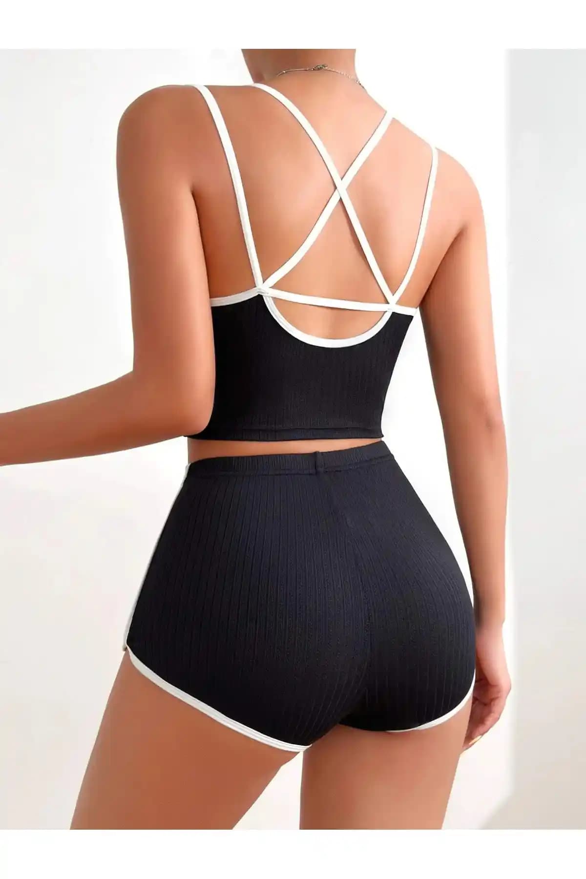 Fancy&Dancy Kadın Siyah Omuz ve Sırt Detaylı Konforlu İç Çamaşır Takımı