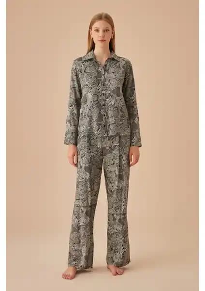 Suwen Caroline Maskülen Pijama Takımı: %100 Viskon Kumaşla Rahat ve Şık Tasarım