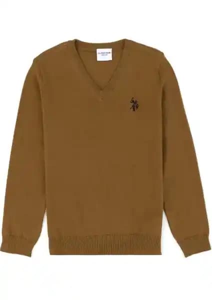 U.S. Polo Assn. Erkek Çocuk Açık Haki Triko Kazak: Şıklık ve Konforun Buluşması