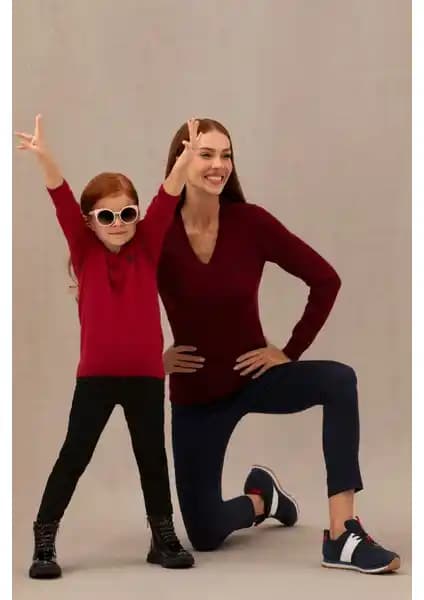 U.S. Polo Assn. Kız Çocuk Kırmızı Slim Fit Pamuklu Triko Kazak