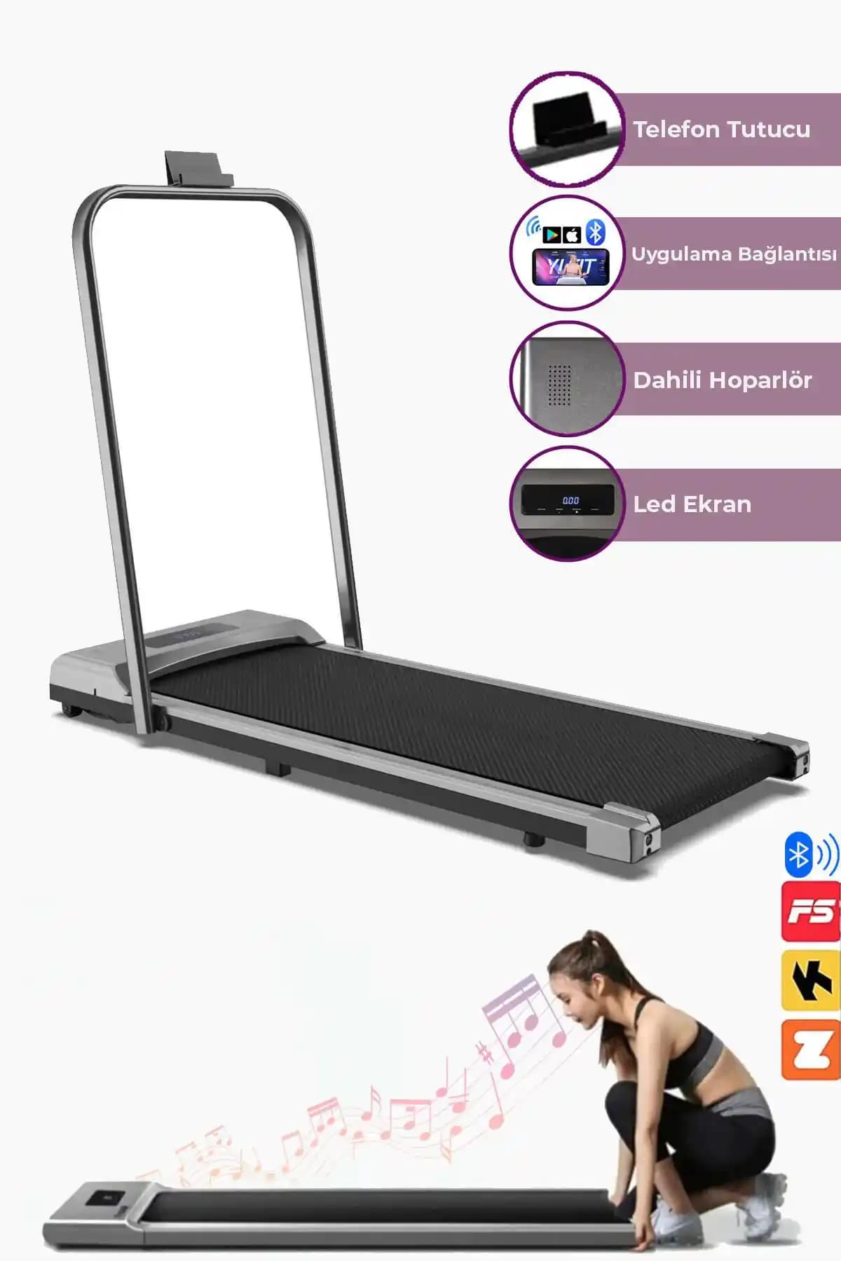 Evde Sağlıklı Yaşam İçin Bluetoothlu Portatif Yürüme ve Koşu Bandı Özellikleri