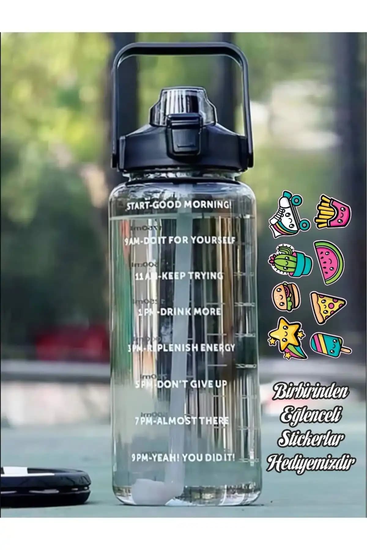 NumuneMarket 2 Litre Pipetli Motivasyonel Su Matarası Sağlıklı ve Pratik Kullanım İçin