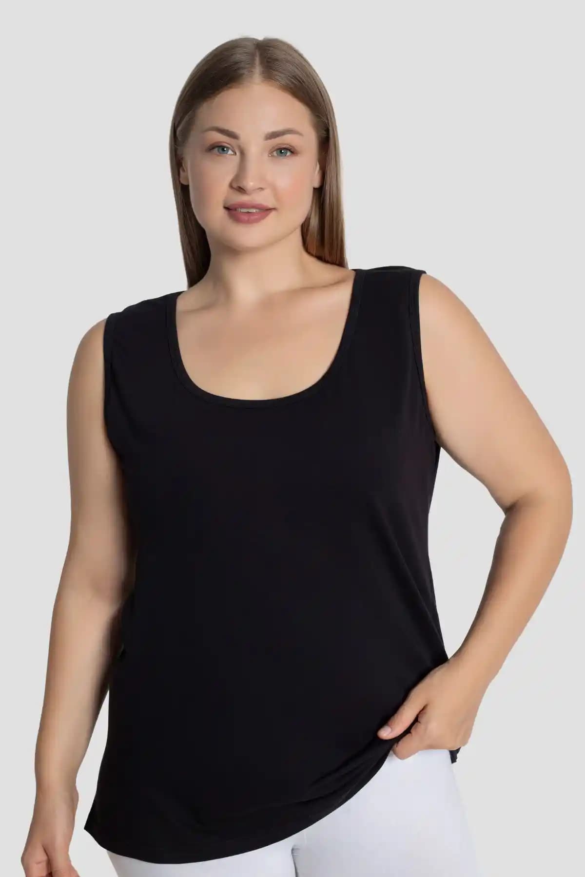 Arma Yıldız Kadın Siyah Kalın Askılı Büyük Beden Atlet ile Şıklık ve Konfor Bir Arada