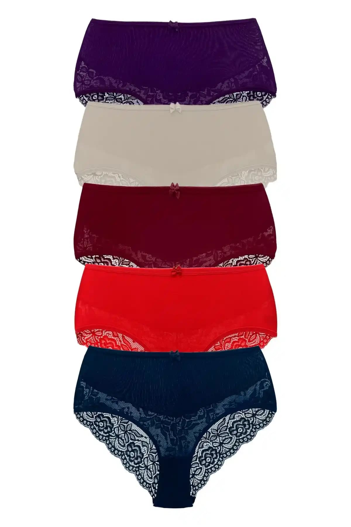 Büyük Beden Kadınlar İçin Yüksek Bel Pamuklu Dantel Detaylı Külot Tasarımı