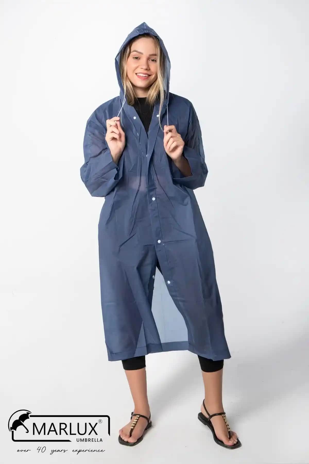 Marlux Kadın ve Erkek İçin Su Geçirmez Kapüşonlu Lacivert Yağmurluk Modelleri