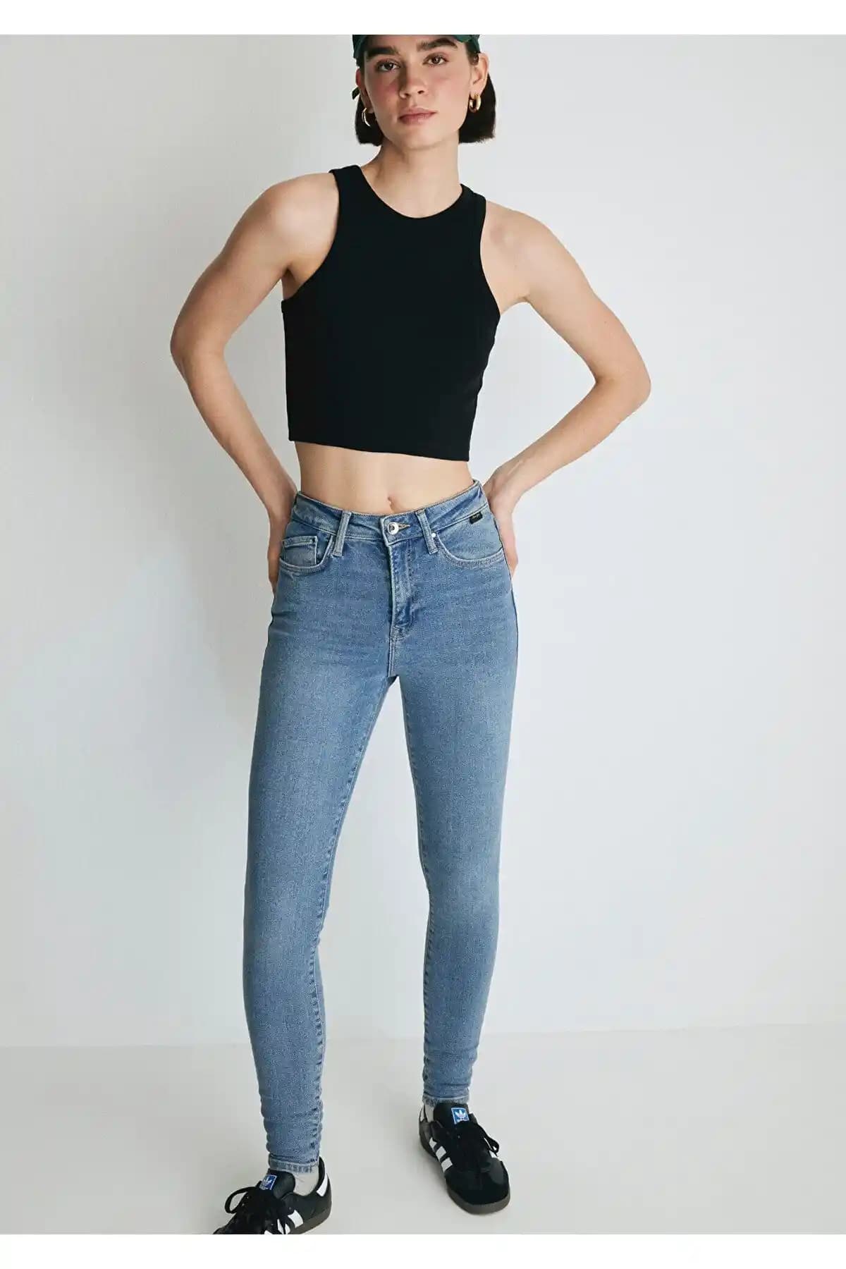 Mavi Serenay Gold Shape Vintage Indigo Kadın Jean Pantolon Yüksek Bel Skinny Fit Tasarım