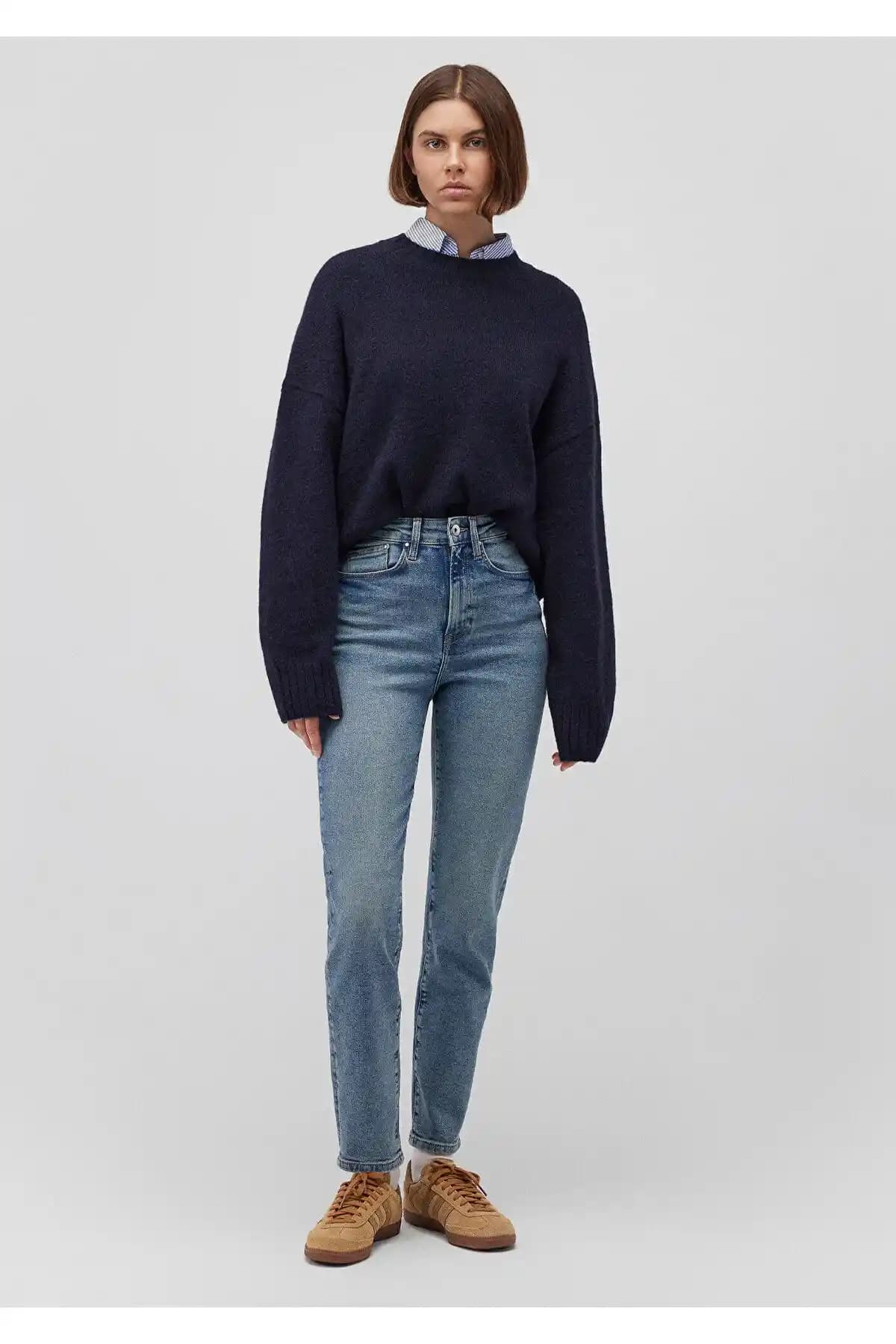 Mavi Star Gold Shape Puslu Indigo Mavi Kadın Jean Pantolon Günlük ve Şık Kullanım İçin