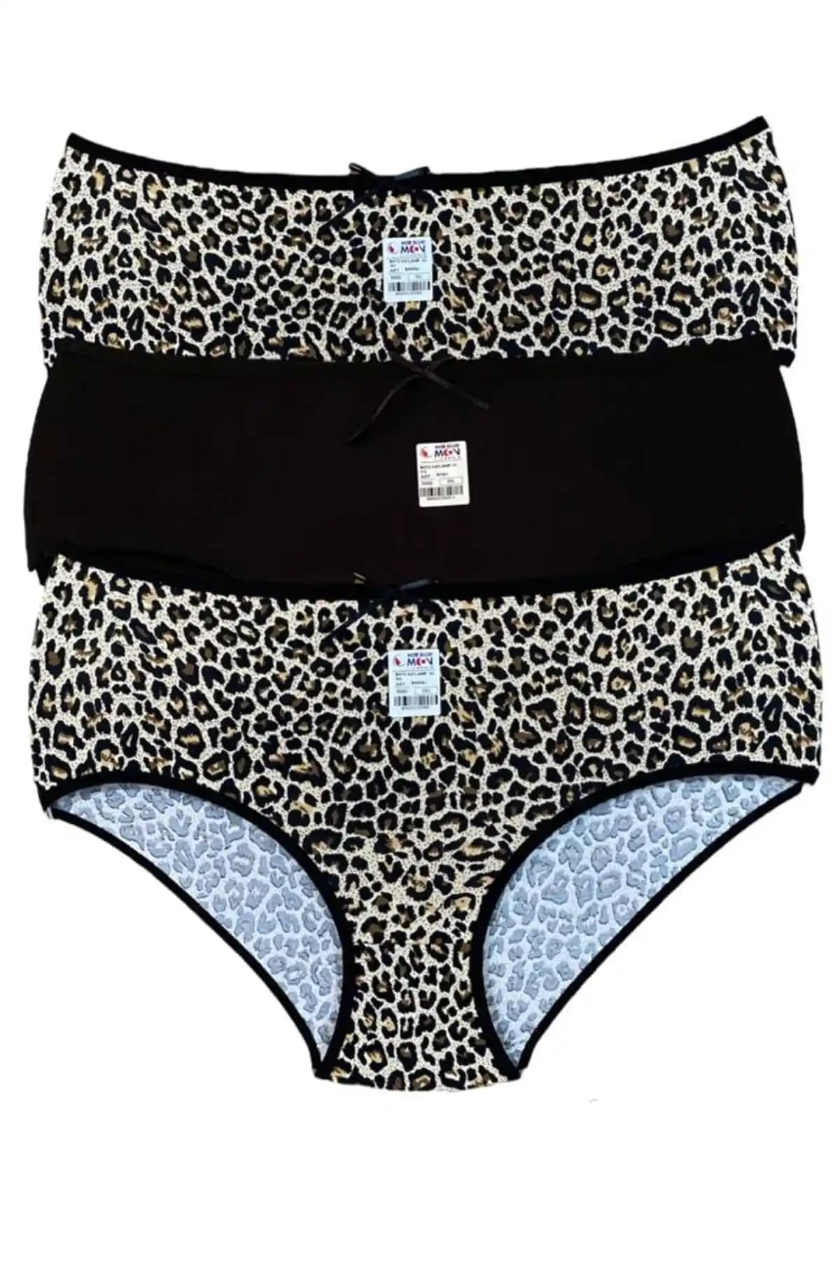 Miss Blue Moon Leopar Desenli Yüksek Bel Külot Seti Modern Kadınlar İçin