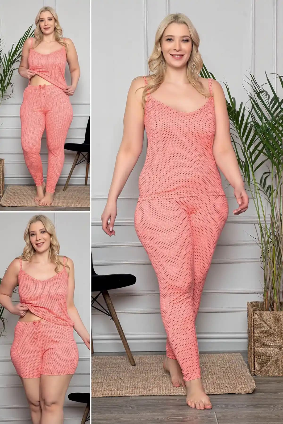 MyBen Büyük Beden Pembe Renkli Atletli Şortlu ve Taytlı Pijama Takımı İncelemeleri ve Özellikleri