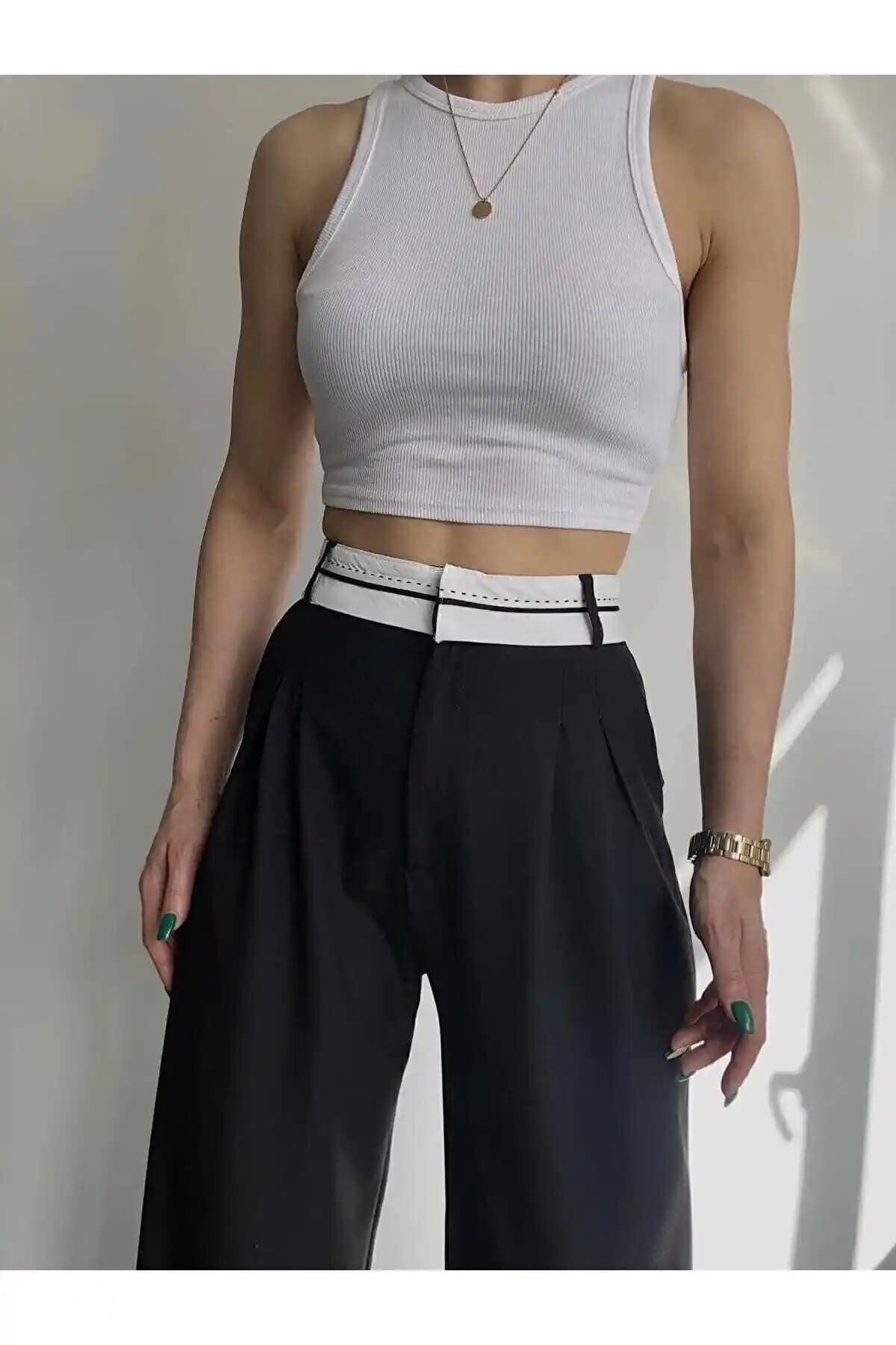 Palazzo Belt Kemer Detay Pantolon Modern ve Şık Tasarımıyla Günlük Kullanım İçin Uygun