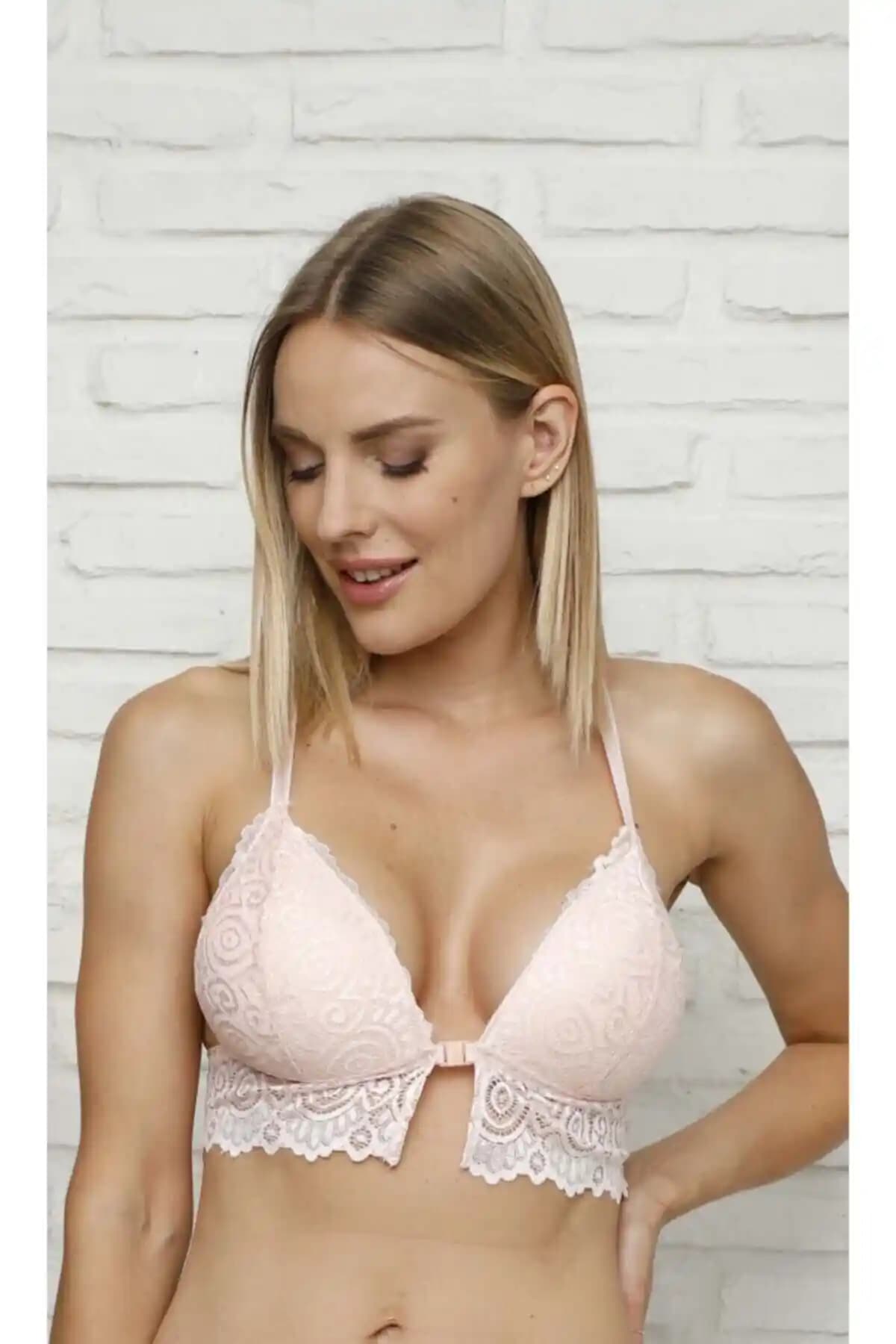 Top Step Kadın Somon Destekli Önden Klipsli Yarım Bralet Şık ve Rahat Tasarım