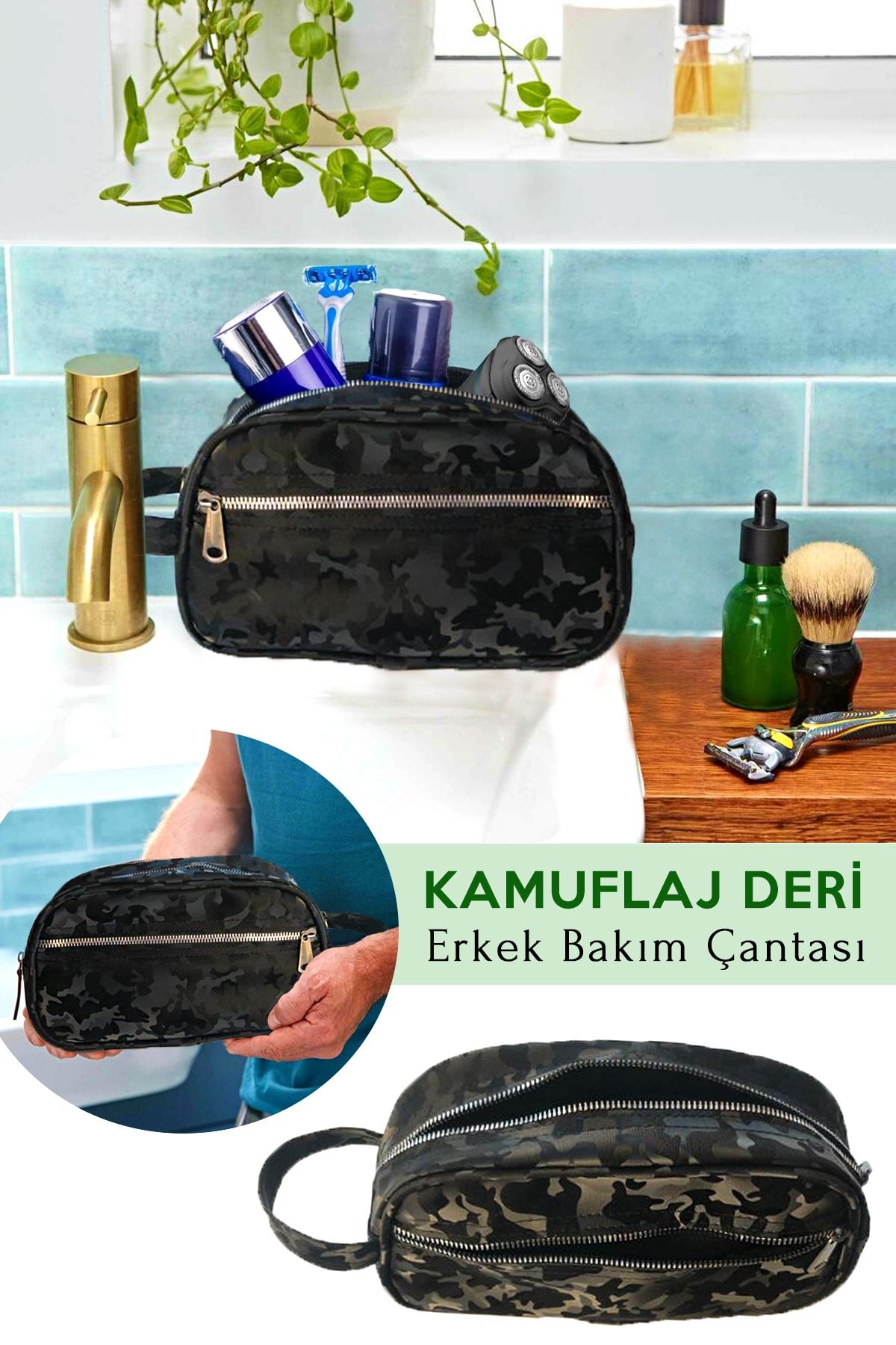 Helen's Home Tıraş Ürünleri Düzenleyici Pratik Çanta ile Seyahat ve Günlük Düzen